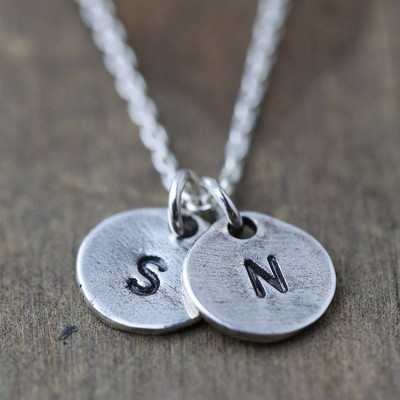 Personalized Initial Necklace | Custom Hand Stamped Jewelry | Sterling Silver Monogrammed Gift for Mom Mother's Necklace Mommy Jewelry