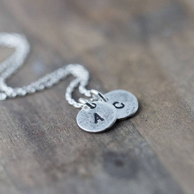 Personalized Initial Necklace | Custom Hand Stamped Jewelry | Sterling Silver Monogrammed Gift for Mom Mother's Necklace Mommy Jewelry