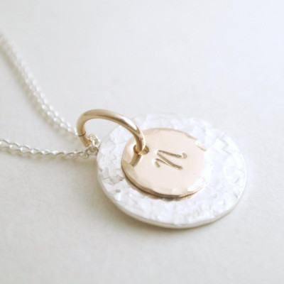 Personalized Initial Necklace Custom Hand Stamped Sterling Silver and Gold Filled