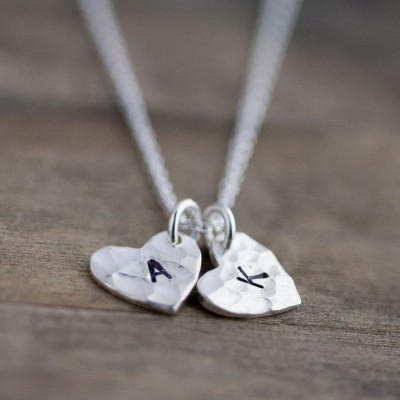 Personalized Initial Necklace Gift for Mother Grandmother, Custom Hand Stamped Jewelry Heart Necklace, Personalized Gift for Mom or Grandma
