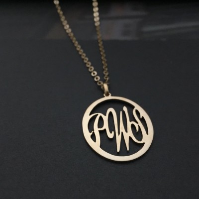 Personalized Initials Ellipse Pendant 925 Sterling Silver Jewelry Monogram Name Handmade