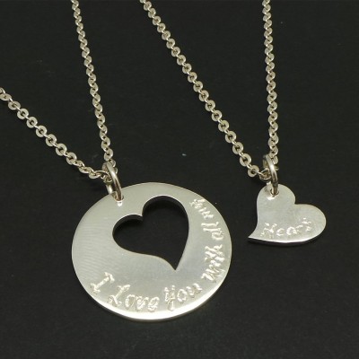 Personalized Jewelry Necklace for Daughter and Mother - Set of 2 Engraved Necklace, Gift for her, women, mother's day, valentine's day
