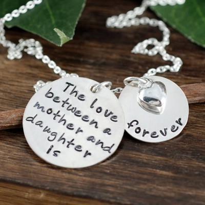 Personalized Jewelry |The Love Between a Mother and Daughter is Forever Necklace | Hand Stamped Mommy Necklace |  Mother Daugther Necklace