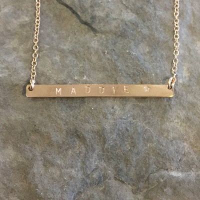 Personalized Long Bar Necklace - Available in 14kgf, sterling silver and 14k rose gold filled, custom bar necklace