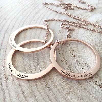 Personalized Mom Jewelry, Stamped Washers, Rose Gold Necklace, Mother Necklace, Gift For Mom, Hand Stamped Washers, Childrens Names Necklace