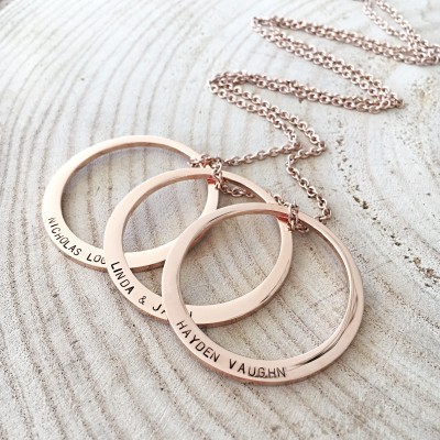Personalized Mom Jewelry, Stamped Washers, Rose Gold Necklace, Mother Necklace, Gift For Mom, Hand Stamped Washers, Childrens Names Necklace