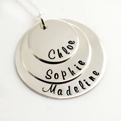 Personalized Mommy Jewelry - Hand Stamped Necklace - Handstamped Birthdates, Sterling Silver - Gift for Mother, Grandmother