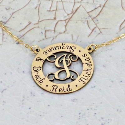 Personalized Mother Necklace • Monogram Necklace • 1" personalized loop necklace w monogram initial • Eternity loop with monogram necklace