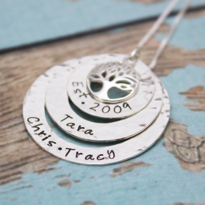 Personalized Mother or Grandmother Tree of Life Necklace in Sterling Silver