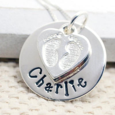 Personalized Mothers Necklace, Gift for Mom, Name Necklace, Mothers Day Gift Idea, Mommy Jewelry, Baby Footprint , Gift for New Mom