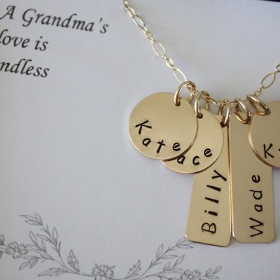 Personalized Mothers Necklace Gold, Grandma Personalized Gift, Mom Necklace, Name Charm Gold, Mothers Day Gift