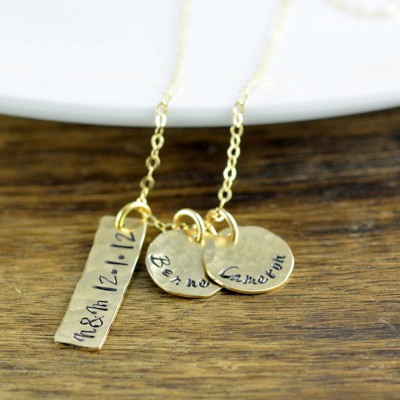 Personalized Mothers Necklace, Mothers Jewelry, Hand Stamped Bar Necklace, Mother Necklace, Gift for Mom, Mother's Day Gift