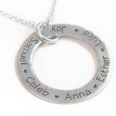 Personalized Name Necklace - Sterling Silver Open Circle Necklace - Mother's Necklace - Mothers Jewelry - Name Jewelry - Sterling Silver