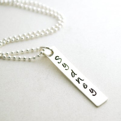 Personalized Name Necklace Hand Stamped Sterling Silver - Necklace with One Name - Gift for Her