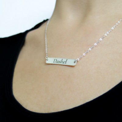 Personalized Name Necklace, Silver Name Bar, Name Tag Necklace, Custom Engraved necklace, Nameplate necklace, My Name Necklace.