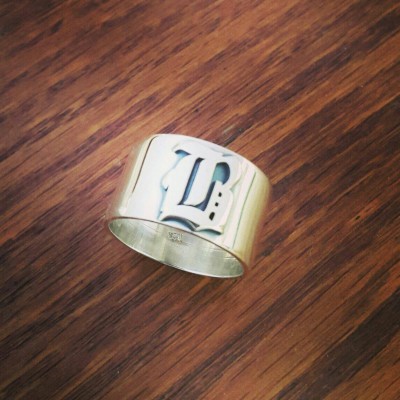 Personalized Name Ring, Initial Ring, Men's Gothic Ring, Old English Vintage Style Monogram Ring, Gothic Silver Ring, Women's Letter Ring