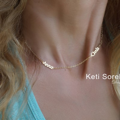 Personalized Names Necklace - Customize It with Names: Kids Names, Couple's Names, Family Names - Yellow Gold, Rose Gold and Sterling Silver
