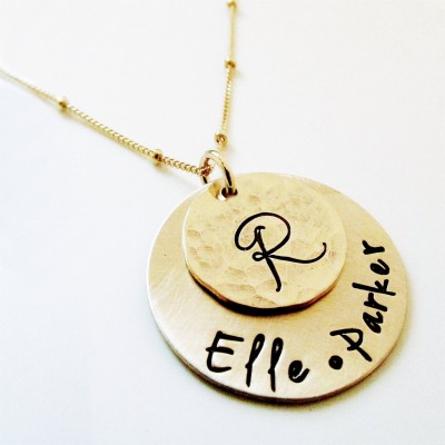 Personalized Necklace - Custom Name Necklace - Gold filled Mothers Necklace - hand stamped jewelry