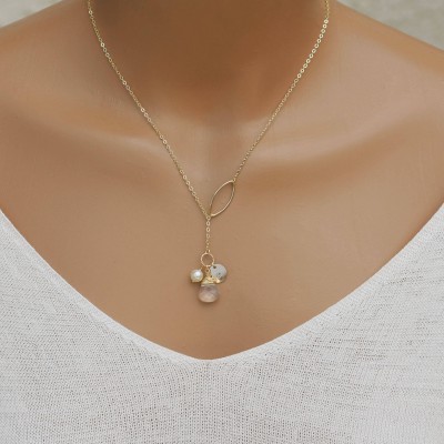 Personalized Necklace, Initial & Birthstone Necklace, Customized Necklace, Gold Y Necklace, Bridal Necklace, Gift for Her, Mothers Gift