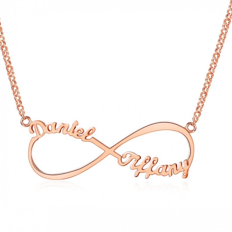 Infinity Pendant Personalised Engraved Name Necklace Rose Gold Plated Jewellery 