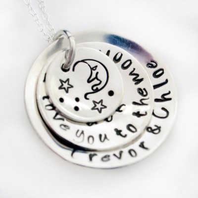Personalized Necklace for Mom, Mother's Necklace, I Love You To The Moon, Hand Stamped Mommy Necklace, Gift, Mothers Day Necklace