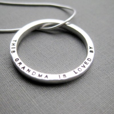 Personalized Ring Necklace - Tiny Font, Square Profile, Memory Necklace