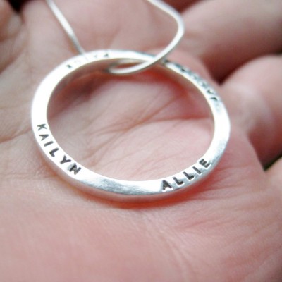 Personalized Ring Necklace - Tiny Font, Square Profile, Memory Necklace