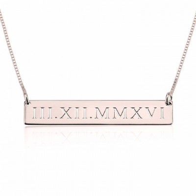 Personalized Roman Numeral Necklace, Date Necklace, Personalized Numerals Jewelry, Personalized Date Necklace, Date Bar Necklace