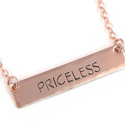 Personalized Rose Gold Bar Necklace - Layering Necklace - Personalized Bar Necklace - Handstamped 14k Rose Gold Fill
