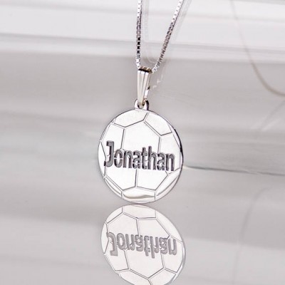 Personalized Soccer Pendant in Sterling Silver 0.925