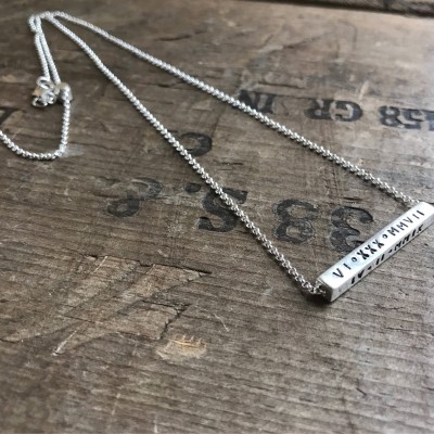 Personalized Spinning Bar Sterling Silver Four Sided Bar Necklace