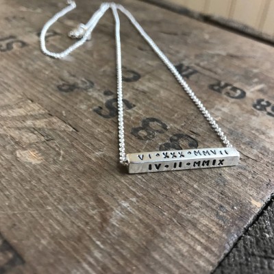 Personalized Spinning Bar Sterling Silver Four Sided Bar Necklace