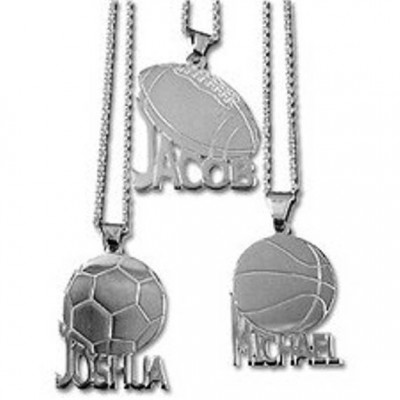 Personalized Sports Pendant in Sterling Silver 0.925