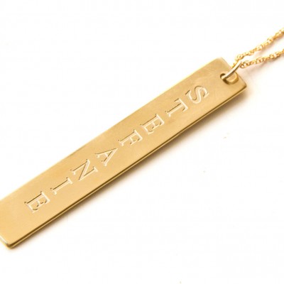 Personalized Vertical Bar Statement Necklace in Gold Fill or Sterling Silver – Fashion – Gift - Accessory