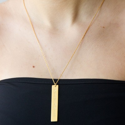 Personalized Vertical Bar Statement Necklace in Gold Fill or Sterling Silver – Fashion – Gift - Accessory