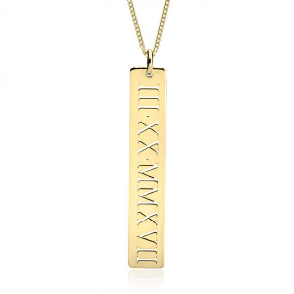 Personalized Vertical Roman Numeral Necklace, Date Necklace, Personalized Numerals Jewelry, Personalized Date Necklace, Date Bar Necklace
