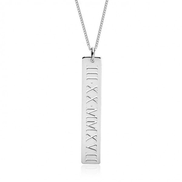 Personalized Vertical Roman Numeral Necklace, Date Necklace, Personalized Numerals Jewelry, Personalized Date Necklace, Date Bar Necklace