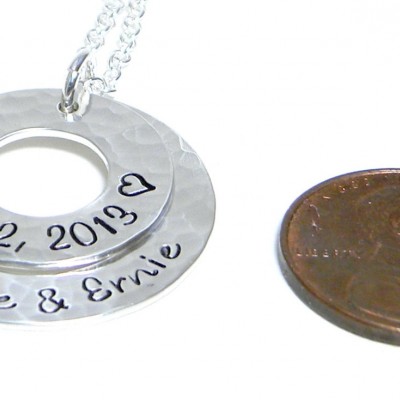 Personalized Washer Necklace - Hand Stamped Sterling Silver Jewelry