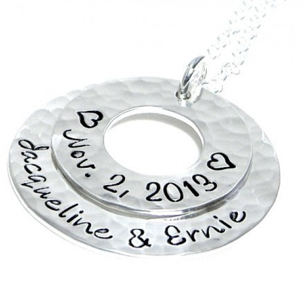 Personalized Washer Necklace - Hand Stamped Sterling Silver Jewelry