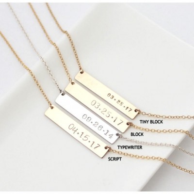 Personalized Wedding Date Necklace - Date Bar Necklace - Gold Bar Necklace - Silver Bar Necklace - Wedding Gift for Bride