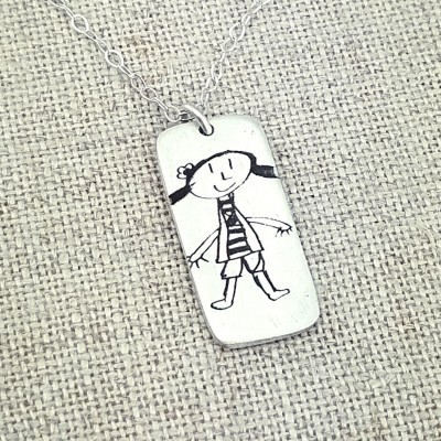 Personalized Your Childs Art Gift - Kids Drawing Necklace - Gift for Her - Handwritten Necklace -  Handwriting - Handwriting Jewelry