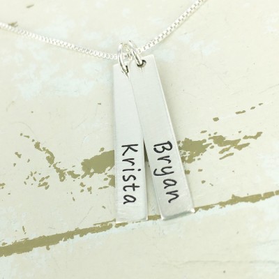 Personalized bar necklace •  Two vertical bar necklace •  Name necklace •  Mother Necklace •  Personalized Necklace • Bar necklace for mom