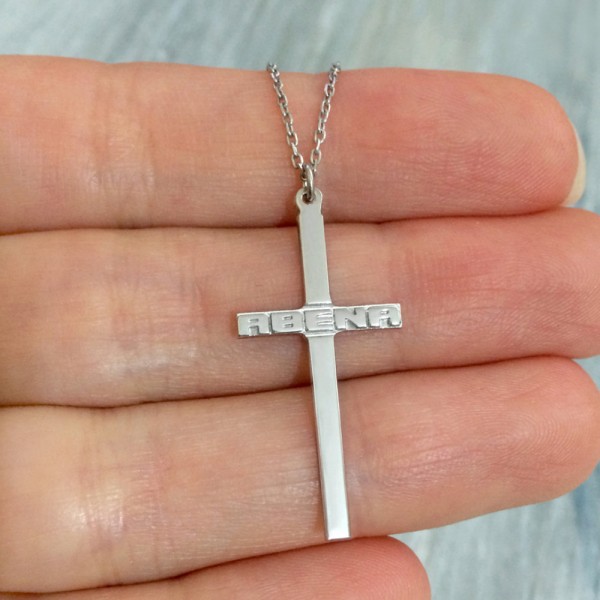 Personalized cross necklace, sterling silver cross necklace, personalize custom name cross necklace, cross pendent, name pendent, cross