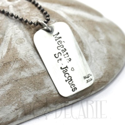 Personalized dog tag keychain, army ID tag with text, symbol or coordinates, solid sterling silver plate. Key ring tag, gift for men, gift