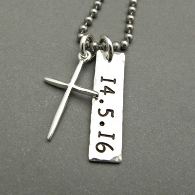 Personalized for him, cross, Father's Day, Cross necklace, cross pendant necklace for man