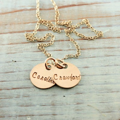 Personalized gold jewelry - Hand stamped necklace - Mommy jewelry - Name necklace