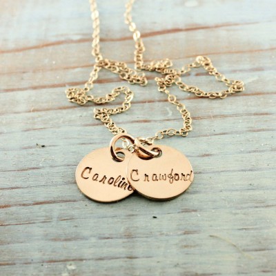 Personalized gold jewelry - Hand stamped necklace - Mommy jewelry - Name necklace