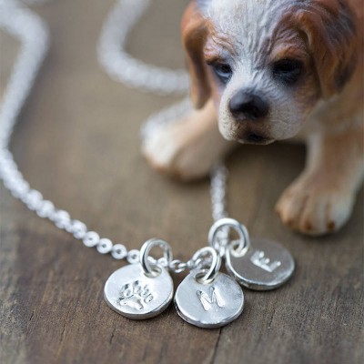 Pet Necklace Personalized | Dog Gifts for Owners | Paw Print Name Jewelry | Custom Hand Stamped Jewelry | Pet Gift