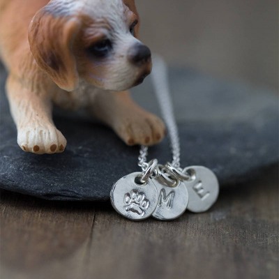 Pet Necklace Personalized | Dog Gifts for Owners | Paw Print Name Jewelry | Custom Hand Stamped Jewelry | Pet Gift
