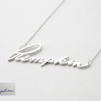 Premium signature necklace (Large) • Personal Signature Jewelry in Sterling Silver • Keepsake Necklace • Memorial Gift CHN12